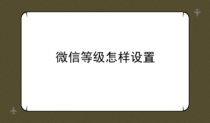 微信等级怎样设置