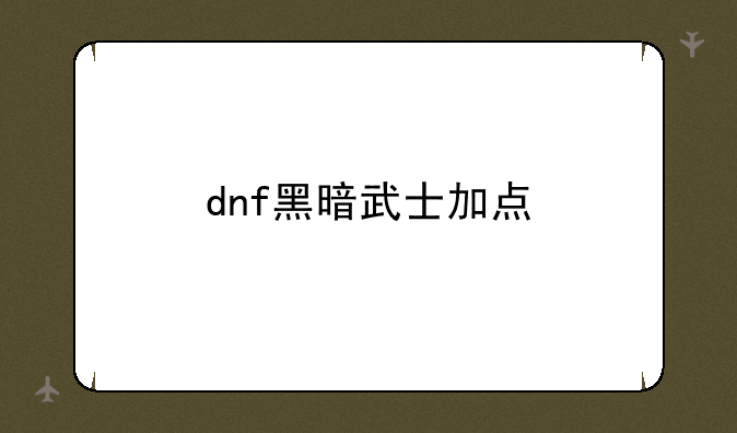 dnf黑暗武士加点