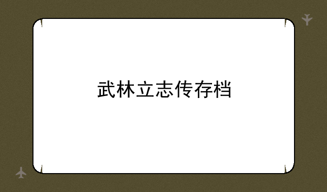 武林立志传存档