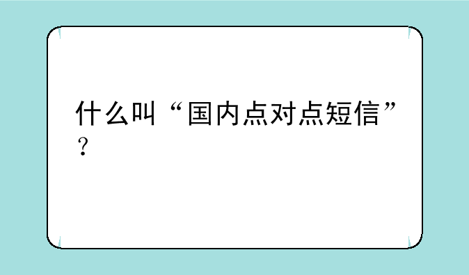 什么叫“国内点对点短信”？