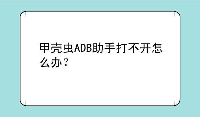 甲壳虫ADB助手打不开怎么办？