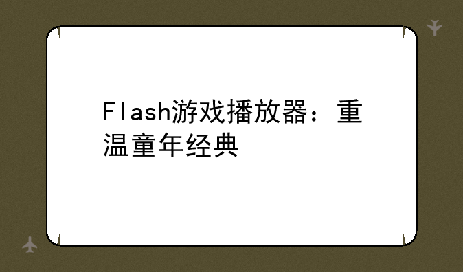 Flash游戏播放器：重温童年经典