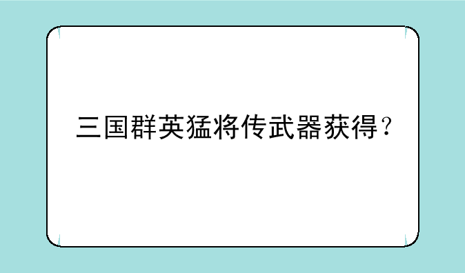 三国群英猛将传武器获得？