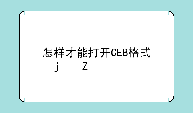 怎样才能打开CEB格式的文件