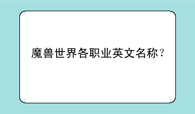 魔兽世界各职业英文名称？