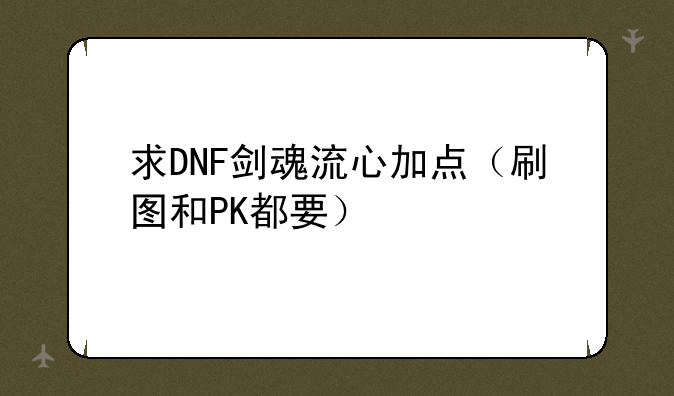 求DNF剑魂流心加点（刷图和PK都要）
