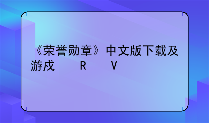 《荣誉勋章》中文版下载及游戏攻略