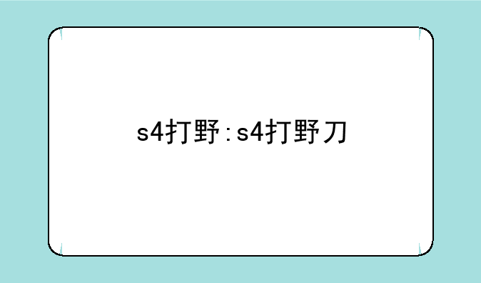 s4打野:s4打野刀