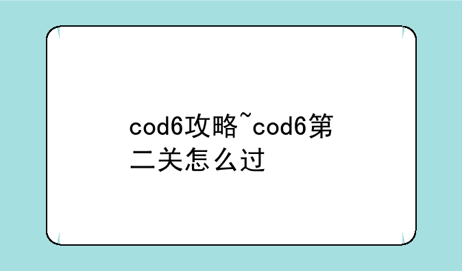 cod6攻略~cod6第二关怎么过