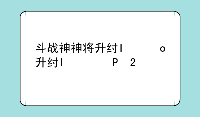 斗战神神将升级攻略——斗战神神将输出手法