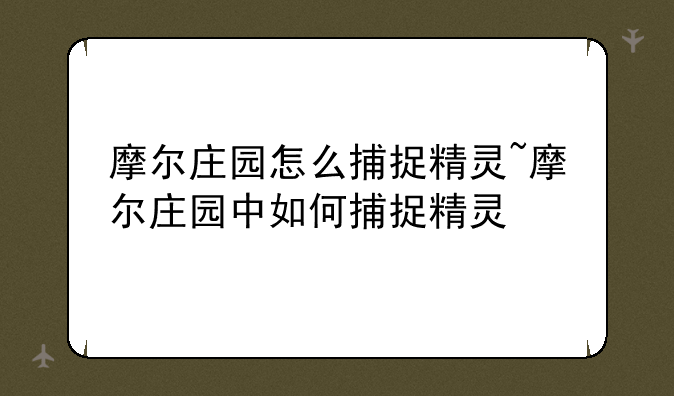 摩尔庄园怎么捕捉精灵~摩尔庄园中如何捕捉精灵
