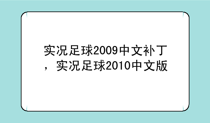 实况足球2009中文补丁，实况足球2010中文版
