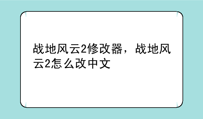 战地风云2修改器，战地风云2怎么改中文
