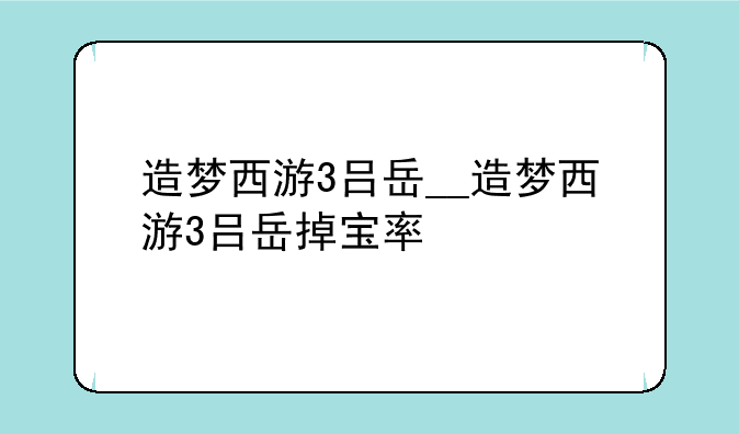 造梦西游3吕岳__造梦西游3吕岳掉宝率