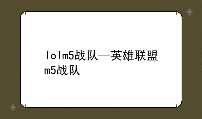 lolm5战队—英雄联盟m5战队